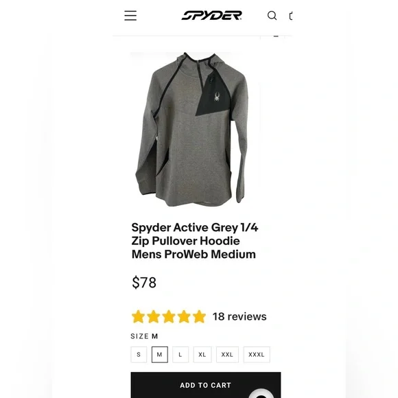 Men’s Spyder Heavyweight Pullover ProWeb Active 1/4 Zip Hoodie - Picture 5 of 15